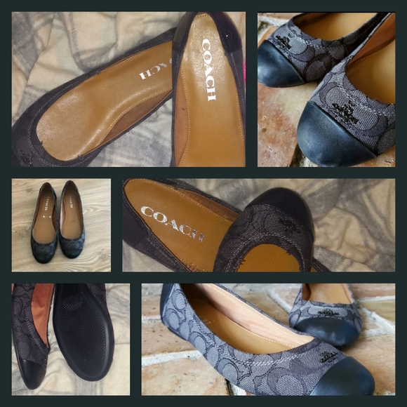 Coach Signature Chelsea Leather Slip-on Flats Size 7 (Black & Gray) - Picture 3 of 4